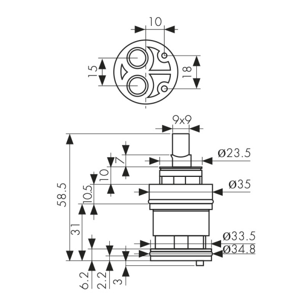6240 Картридж KАISER Ø35 SEDAL для смесителей 74011/74111/74088